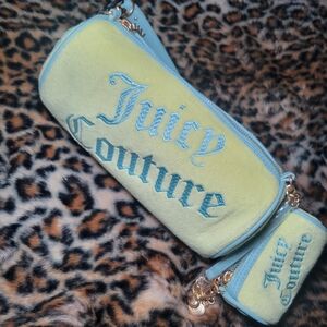 Juicy Couture Yellow & Light Blue Logo Pouch